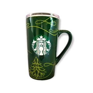 Starbucks Ceramic Traveler Coffee Mug Green Yellow Tree 2020 - New
